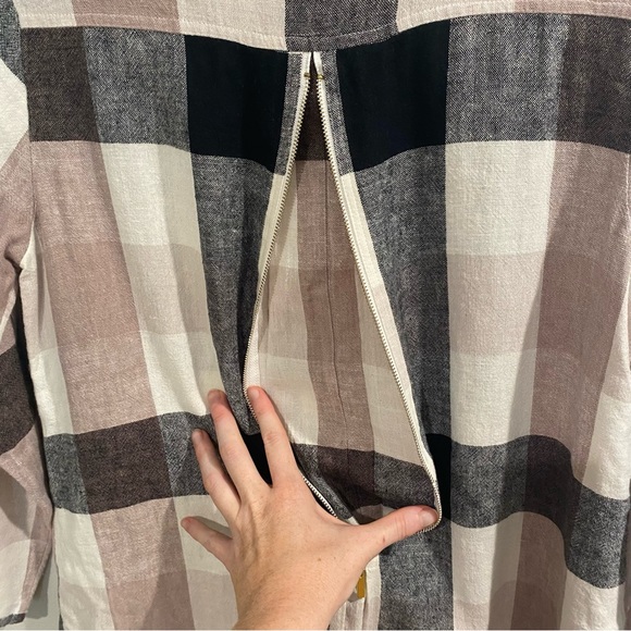 Soft Surroundings Carreaux Plaid Zip Back Button Up Shirt Size XS - Picture 6 of 12